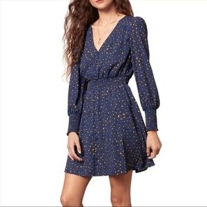 BB Dakota Womens Cheetah Pray Love Long Sleeve Mini Dress Midnight Size XL Blue